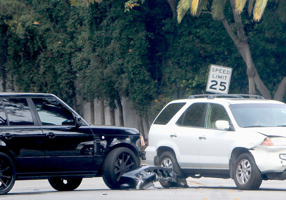 David Beckham Car Crash in front of house
