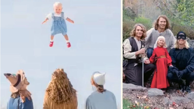  Three grown-up brothers create  the most epic Halloween photos ever with their baby sister