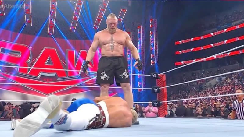  Brock Lesnar Attacks Cody Rhodes on 4/3 WWE RAW