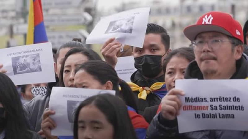  Hundreds of Tibetans rally in France in favor of the Dalai Lama amid a video controversy