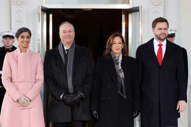 Usha Vance, Doug Emhoff, Kamala Harris, and JD Vance 