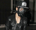 Justin Bieber takes Gas Mask