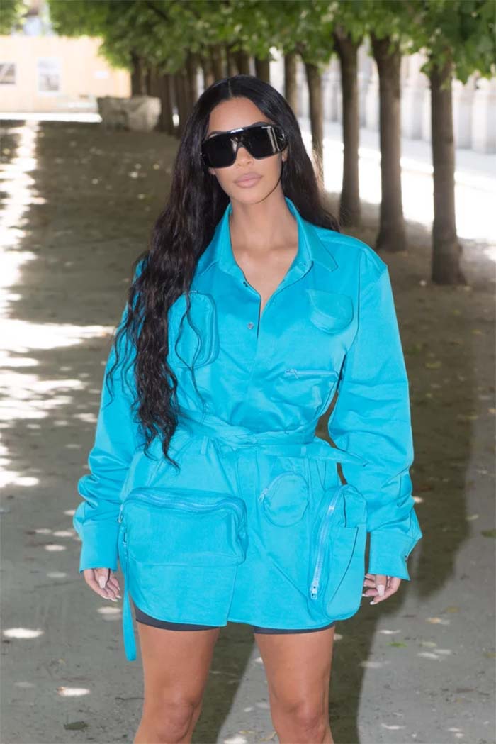 Kim Kardashian's Blue Dress at Louis Vuitton Show in Paris - Menz Magazine