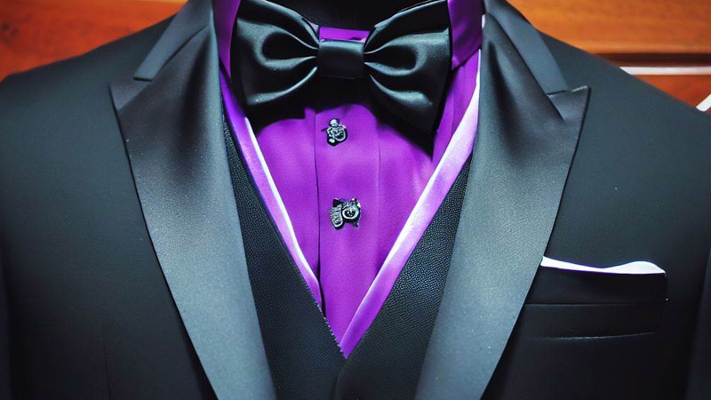 black and purple tuxedo